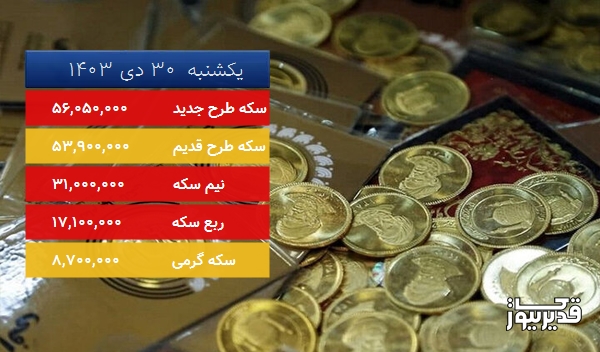 قیمت ربع سکه امروز یکشنبه  30 دی 1403، 0.581 درصد کاهش داشت