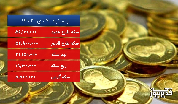 قیمت سکه گرمی امروز یکشنبه  9 دی 1403، 4.348 درصد کاهش داشت